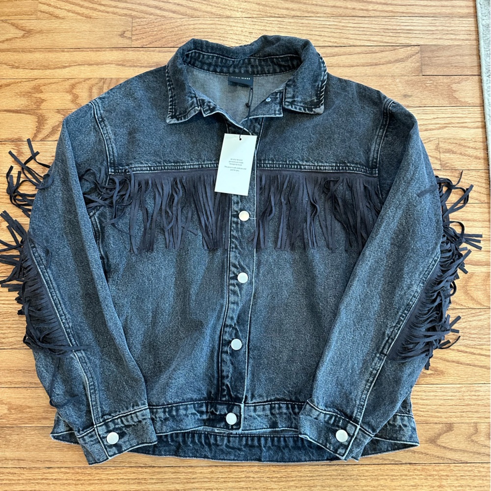 Black Fringe Jean Jacket